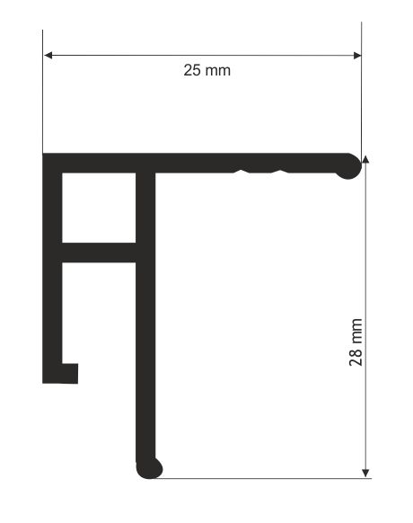 ALU Universalprofil mit Schattenfuge  für Spanndecke 2,5 Meter 